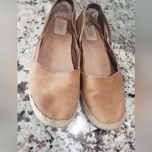 UGG Tippie Slip On Espadrille Flat Loafer Tan  Leather Women’s 39.5
